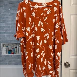 Croft & Barrow Orange and White Floral Top